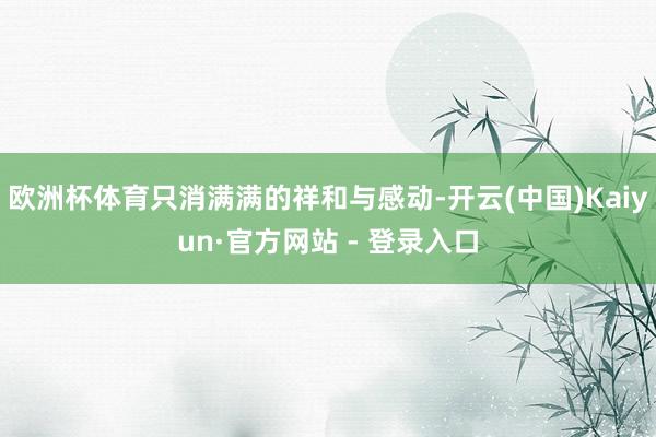 欧洲杯体育只消满满的祥和与感动-开云(中国)Kaiyun·官方网站 - 登录入口