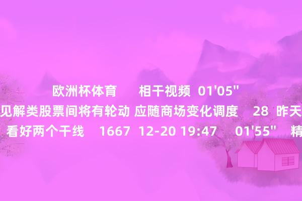 欧洲杯体育      相干视频  01'05''    精选丨程毅敏：高股息和见解类股票间将有轮动 应随商场变化调度    28  昨天 21:07     03'33''    精选丨魏海洪：看好两个干线    1667  12-20 19:47     01'55''    精选丨魏海洪：积极布局 理睬跨年行情和春季行情的到来    559  12-20 19:47     03'41''    精选丨魏海洪：多重成分访佛 跨年行情值得期待  原创    1785  12-06 21:21     03'55''    精选丨杨德龙：商场“三重拐点”变成共振 跨年行情呼之欲出  原创    682  12-06 21:22     一财最热    点击关闭-开云(中国)Kaiyun·官方网站 - 登录入口