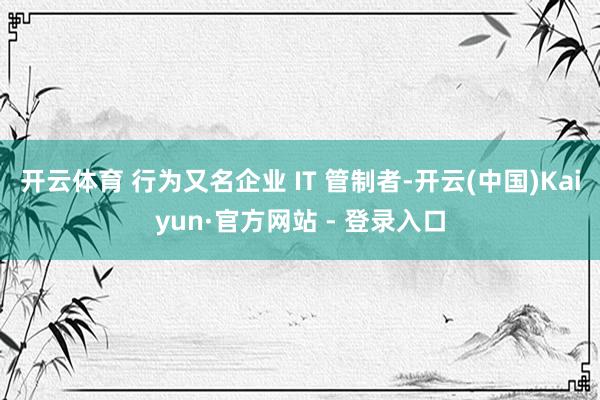 开云体育 行为又名企业 IT 管制者-开云(中国)Kaiyun·官方网站 - 登录入口